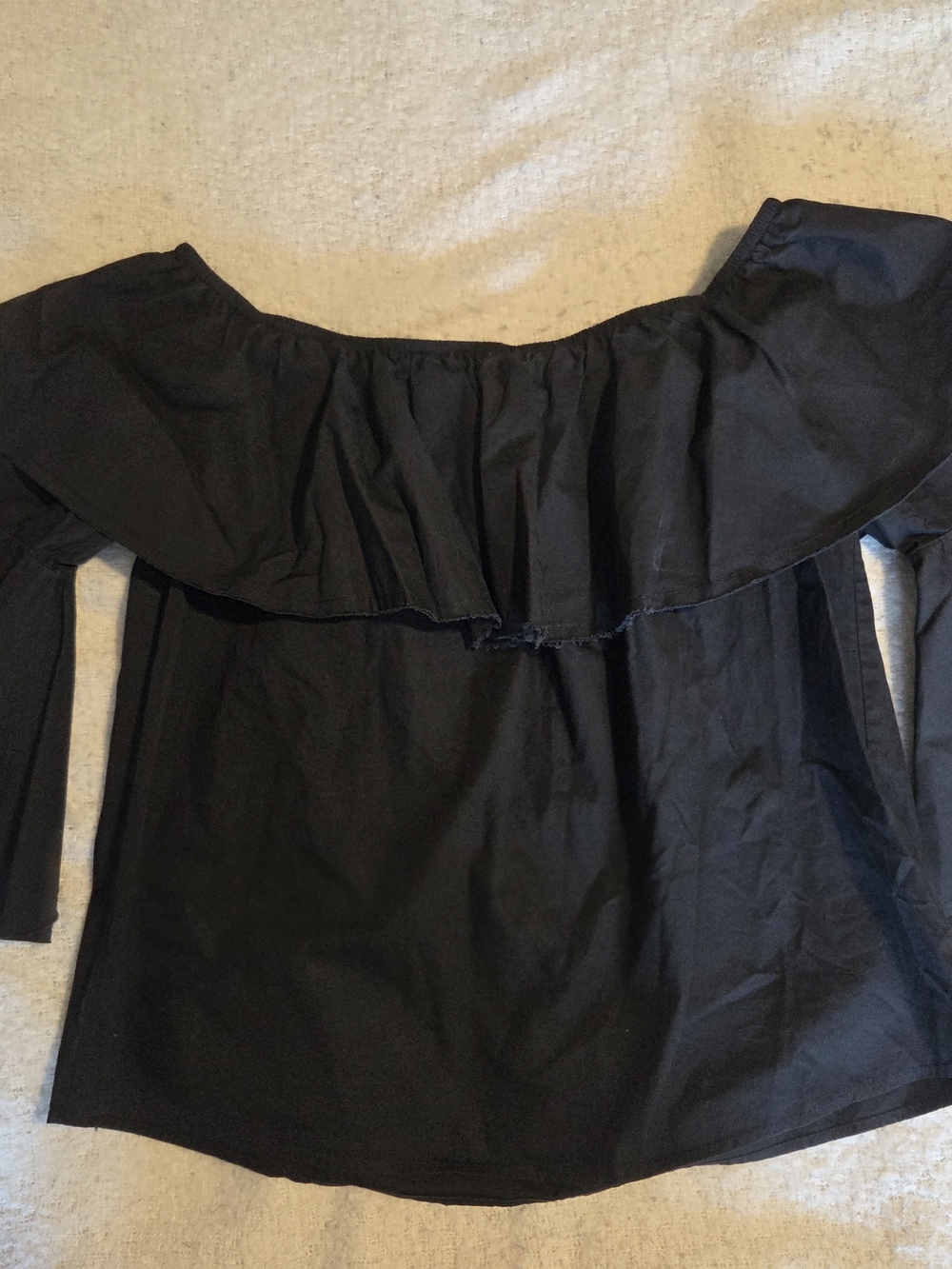 Off-the-Shoulder Black Ruffle Blouse for Women